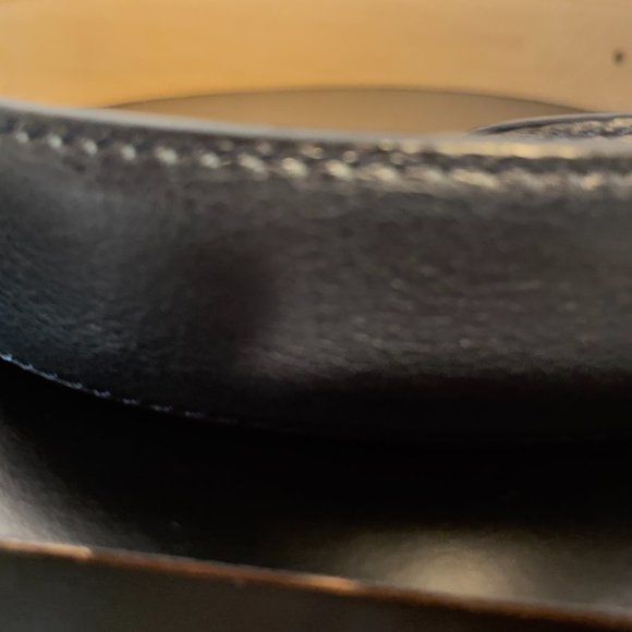 MADE ITALY BLACK LEATHER BELT WITH Solid Brass belt buckle - Picture 7 of 10